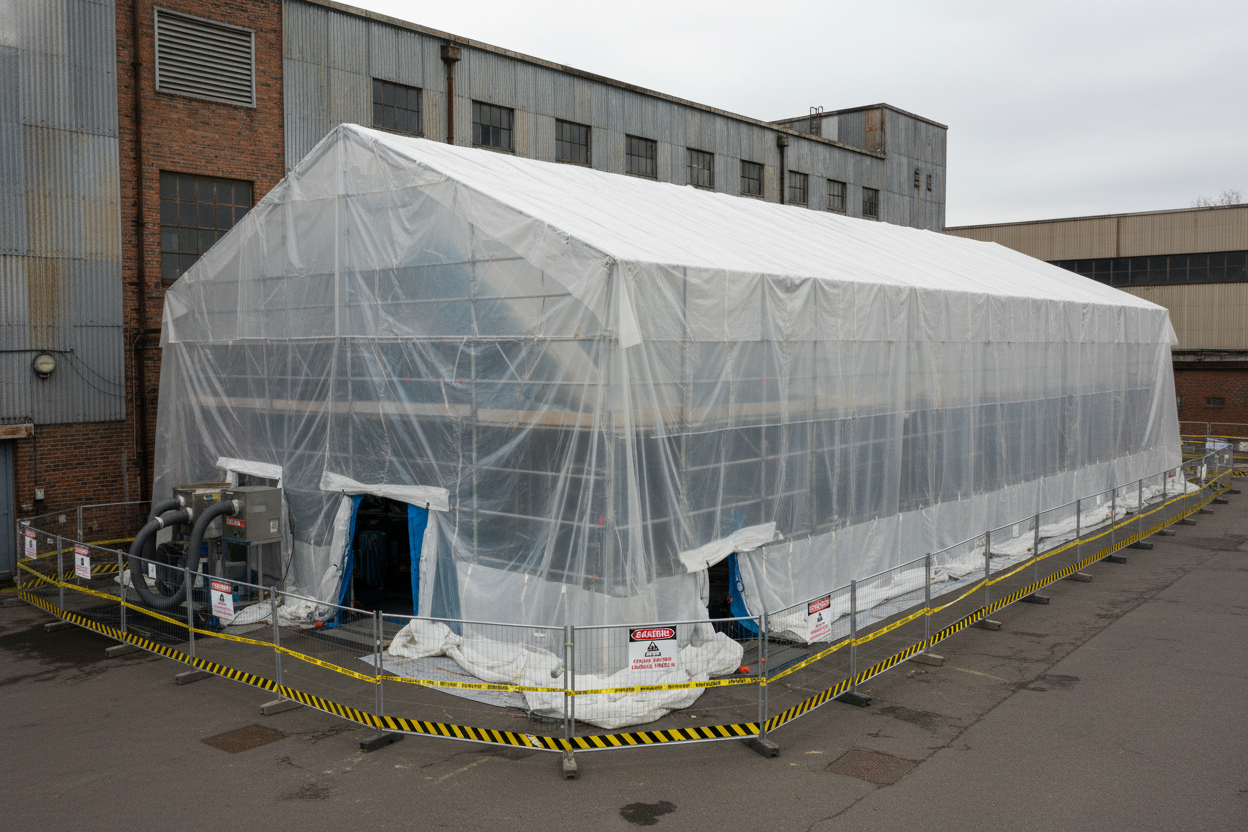 Foto op afstand van dicht tent 